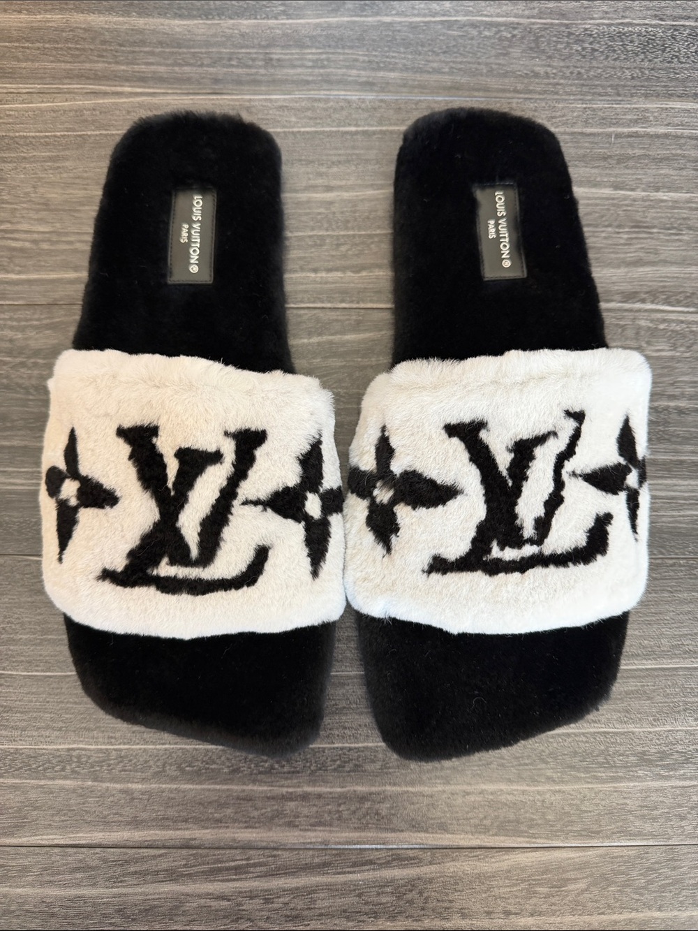 Louis Vuitton Mink & Monogram Limited Edition Slide Slippers